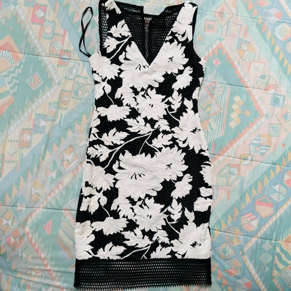 Cache Black and White Floral Knee Length Dress - Picture 2 of 5